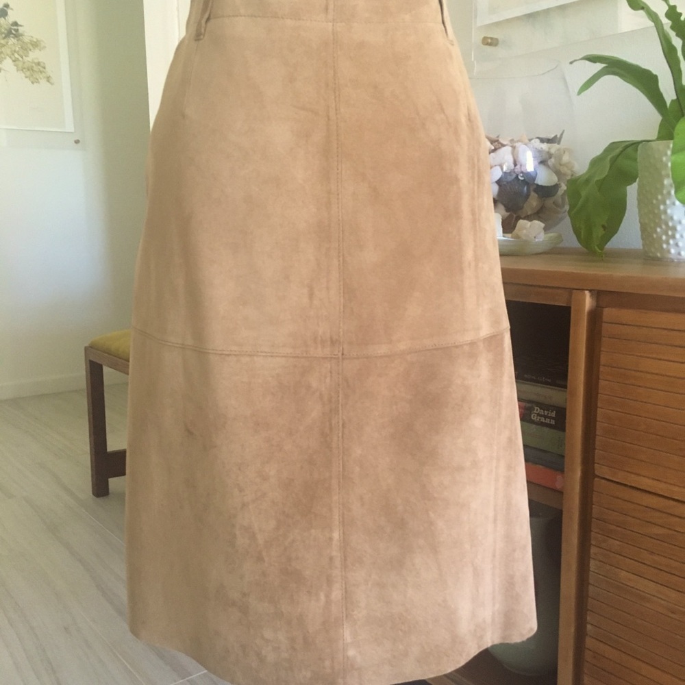 Isaac Mizrahi Tan Suede A-Line Skirt